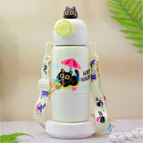 Black Cat Bottomlid Series, Stainless Steel Kids Water Bottle, 480ml