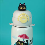 Black Cat Bottomlid Series, Stainless Steel Kids Water Bottle, 480ml