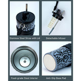 Black Doodle Fluorescent series Stainless Steel Tumbler and water Bottle for Kids and Adults, 550ml