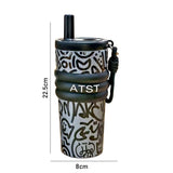 Black Doodle Fluorescent series Stainless Steel Tumbler and water Bottle for Kids and Adults, 550ml