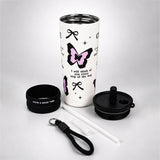Black Pink Butterfly, Good Time Series, Stainless Steel Tumbler and Water Bottle for Kids & Adults, 710ml