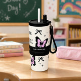 Black Pink Butterfly, Good Time Series, Stainless Steel Tumbler and Water Bottle for Kids & Adults, 710ml