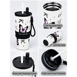 Black Pink Butterfly, Good Time Series, Stainless Steel Tumbler and Water Bottle for Kids & Adults, 710ml