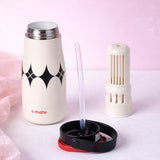 Black & white diamond Moo series insulated thermos Bottle with detachable filter for Kids and Adults, 600ml