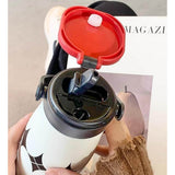Black & white diamond Moo series insulated thermos Bottle with detachable filter for Kids and Adults, 600ml