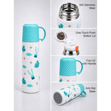 Blue Checks Cup Lid Design, Sleek Stainless Steel Thermos & Water Bottle for Kids, 350ml