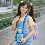Blue  Checks Labubu with Matching Cover Stainless Steel Water Bottle for Kids, 500 ml