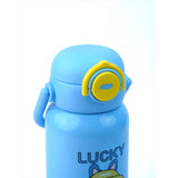 Blue  Checks Labubu with Matching Cover Stainless Steel Water Bottle for Kids, 500 ml