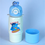 Blue  Dino Bottomlid Series, Stainless Steel Kids Water Bottle, 480ml