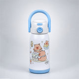 Blue Lid, B'day Capybara Series, Stainless Steel Water Bottle for Kids, 600ml