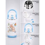 Blue Lid, B'day Capybara Series, Stainless Steel Water Bottle for Kids, 600ml