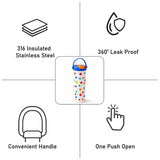Blue & Multi polka, soft silicone handle series, Stainless Steel Tumbler and Water Bottle for kids, Teens and Adults, 650ml