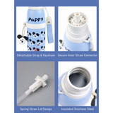 Blue Puppy Stripes Cap Series, Stainless Steel Kids Water Bottle, 520ml