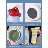Blue Star, Moo series insulated thermos Bottle with detachable filter for Kids and Adults, 600ml