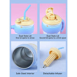 Blue Waves, Bubble Lid series, with detachable infuser Stainless Steel Kids Tumbler Water Bottle, 680ml