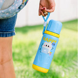 Blue Yellow, Happy Study Design, Stainless Steel Thermos & Water Bottle for Kids, 600ml