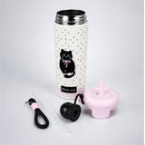 Bow Catty, Black Ball Lid Series, Stainless Steel Tumbler and Water Bottle for Kids & Adults, 650ml
