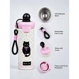 Bow Catty, Black Ball Lid Series, Stainless Steel Tumbler and Water Bottle for Kids & Adults, 650ml