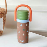 Brown 3 Stripes Lid Series,  Stainless Steel Kids Water Bottle, 500ml