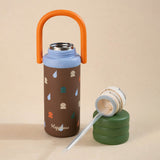 Brown 3 Stripes Lid Series,  Stainless Steel Kids Water Bottle, 500ml