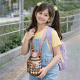 Brown checks Capybara with Matching Cover Stainless Steel Water Bottle for Kids, 500 ml