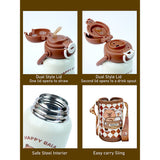 Brown checks Capybara with Matching Cover Stainless Steel Water Bottle for Kids, 500 ml