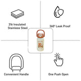 Brown checks Capybara with Matching Cover Stainless Steel Water Bottle for Kids, 500 ml