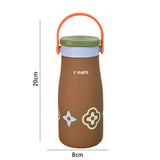 Brown  Green Lid Moo series insulated thermos Bottle with detachable filter for Kids and Adults, 600ml