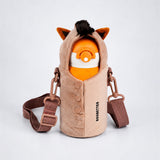 Brown Horse Design, Two Lid Series with Plush Cover, Stainless Steel Water Bottle & Hot thermos flask for Kids and Toddlers, 500ml