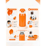 Brown Horse Design, Two Lid Series with Plush Cover, Stainless Steel Water Bottle & Hot thermos flask for Kids and Toddlers, 500ml