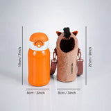 Brown Horse Design, Two Lid Series with Plush Cover, Stainless Steel Water Bottle & Hot thermos flask for Kids and Toddlers, 500ml