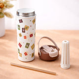 Brown Gift Stamps  soft silicone handle series, Stainless Steel Tumbler and Water Bottle for kids, Teens and Adults, 650 ml