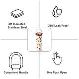 Brown Gift Stamps  soft silicone handle series, Stainless Steel Tumbler and Water Bottle for kids, Teens and Adults, 650 ml