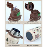 Brown Teddy Cuplid Series, Stainless Steel Kids Water Bottle, 500ml
