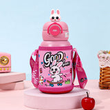 Bunny 3d Face Lid with Matching Cover Stainless Steel Water Bottle for Kids, 550 ml