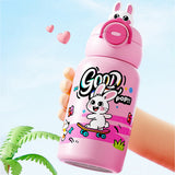Bunny 3d Face Lid with Matching Cover Stainless Steel Water Bottle for Kids, 550 ml
