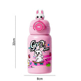 Bunny 3d Face Lid with Matching Cover Stainless Steel Water Bottle for Kids, 550 ml