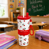 Red Cherry Hearts, Good Time Series, Stainless Steel Tumbler and Water Bottle for Kids & Adults, 710ml