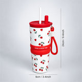 Red Cherry Hearts, Good Time Series, Stainless Steel Tumbler and Water Bottle for Kids & Adults, 710ml