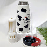 Cow Print Moo series insulated thermos Bottle with detachable filter for Kids and Adults, 600ml