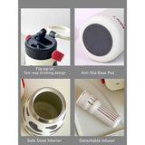 Cow Print Moo series insulated thermos Bottle with detachable filter for Kids and Adults, 600ml