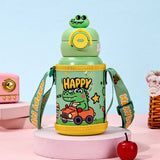 Crocodile 3d Face Lid with Matching Cover Stainless Steel Water Bottle for Kids, 550 ml