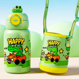Crocodile 3d Face Lid with Matching Cover Stainless Steel Water Bottle for Kids, 550 ml