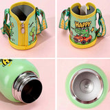 Crocodile 3d Face Lid with Matching Cover Stainless Steel Water Bottle for Kids, 550 ml