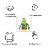 Crocodile 3d Face Lid with Matching Cover Stainless Steel Water Bottle for Kids, 550 ml