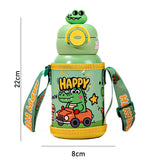 Crocodile 3d Face Lid with Matching Cover Stainless Steel Water Bottle for Kids, 550 ml
