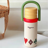 Cream 3 Stripes Lid Series, Stainless Steel Kids Water Bottle, 500ml