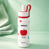 Cream Red Apple design Jumbo Straw Series Stainless Steel Water Bottle for kids, Teens and Adults, 700 ml