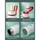 Cream Red Apple design Jumbo Straw Series Stainless Steel Water Bottle for kids, Teens and Adults, 700 ml