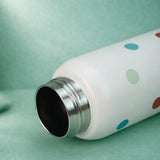 Cream Red Apple design Jumbo Straw Series Stainless Steel Water Bottle for kids, Teens and Adults, 700 ml